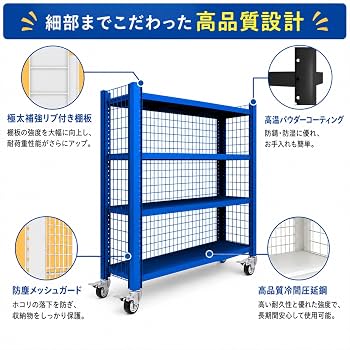 Amazon.co.jp: スチールラック 業務用 4 段 耐荷重 200kg / 段 幅100